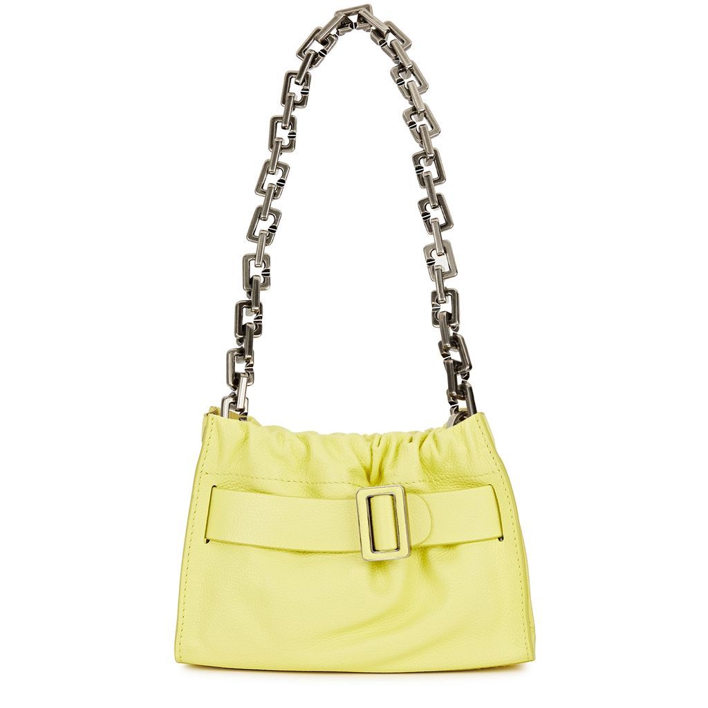 Scunchy Leather Shoulder Bag - Yellow