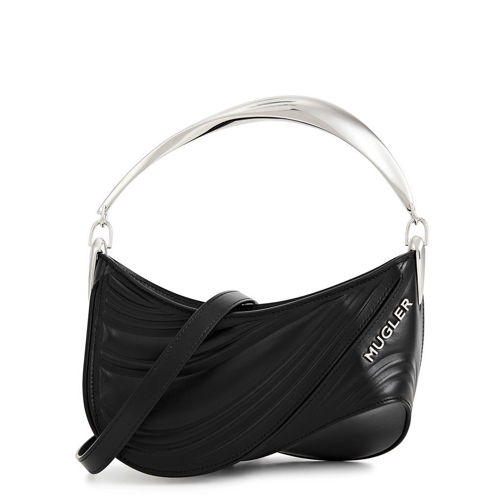 Spiral Curve 01 Small Leather Top Handle Bag - Black