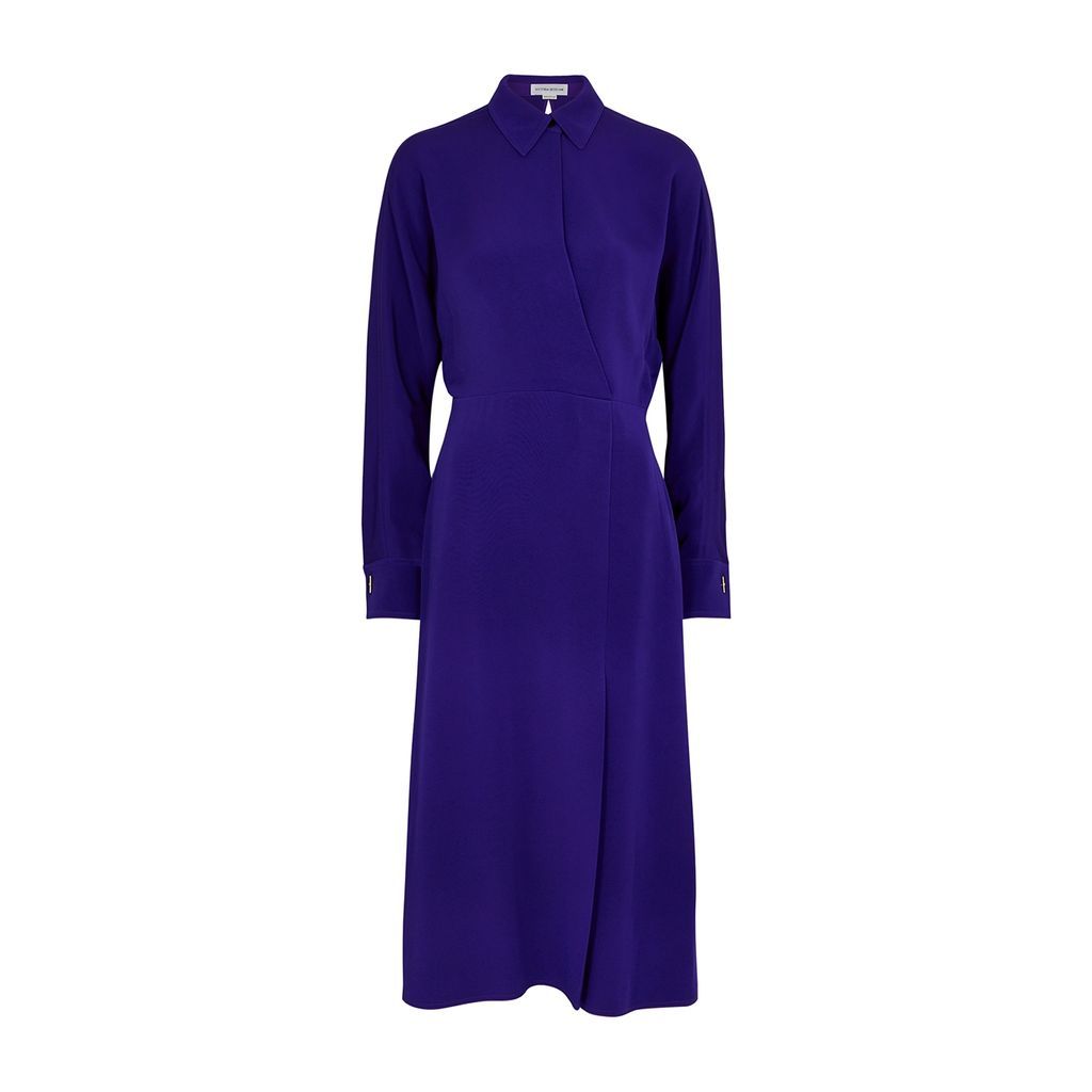 Wrap-effect Midi Shirt Dress - Purple - 6