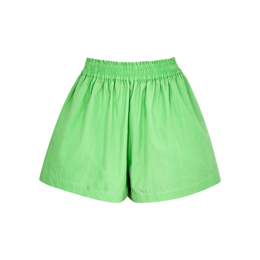 Elva Green Cotton-poplin Shorts - M