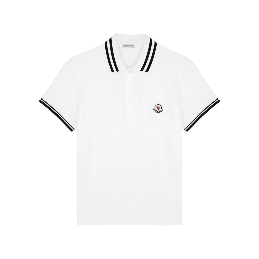 Logo Piqué Cotton Polo Shirt - White - L
