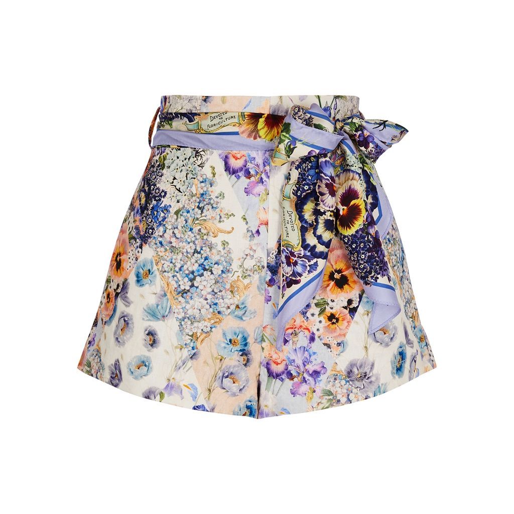 Tama Floral-print Linen Shorts - Multicoloured - 1