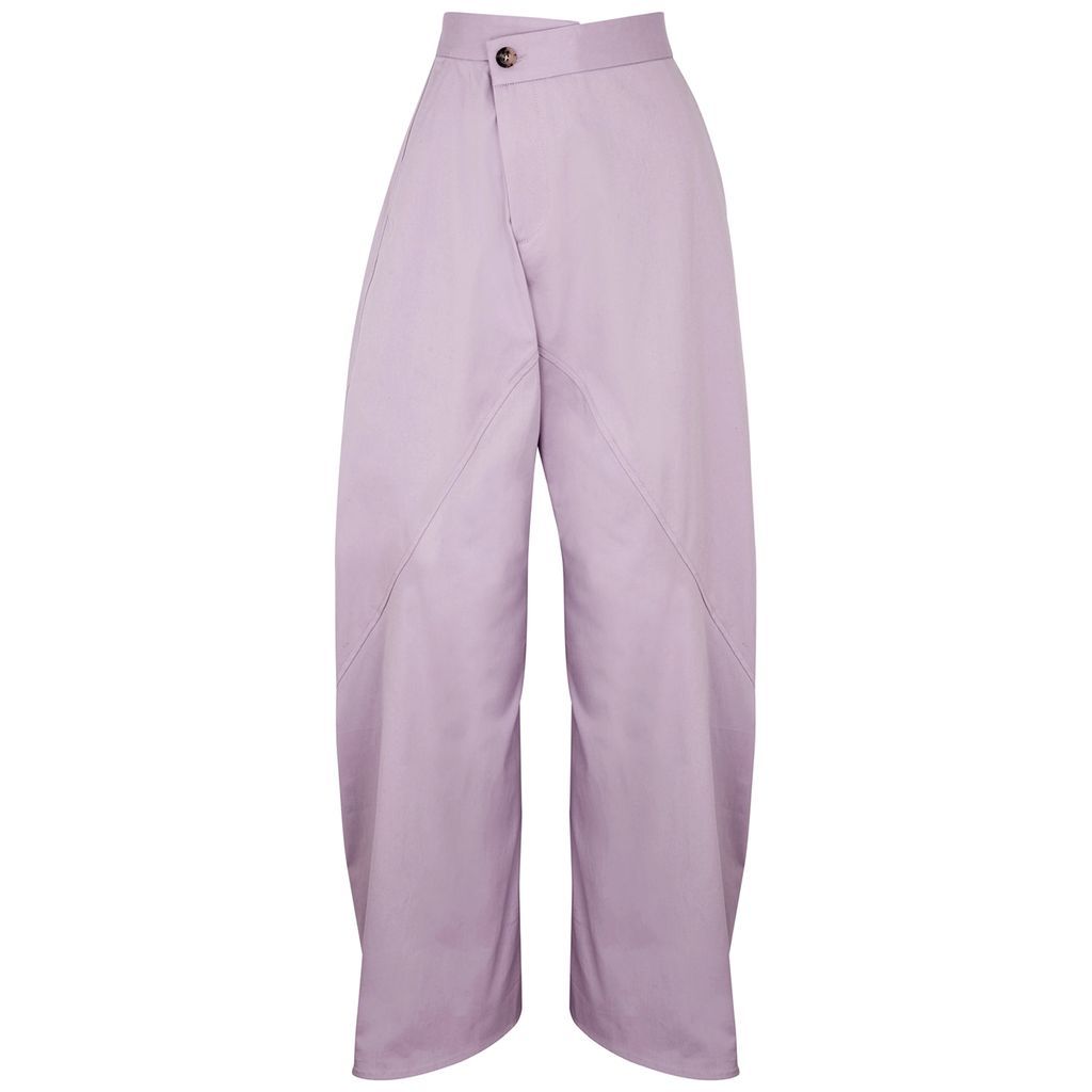 Asymmetric Stretch-cotton Trousers - Lilac - L