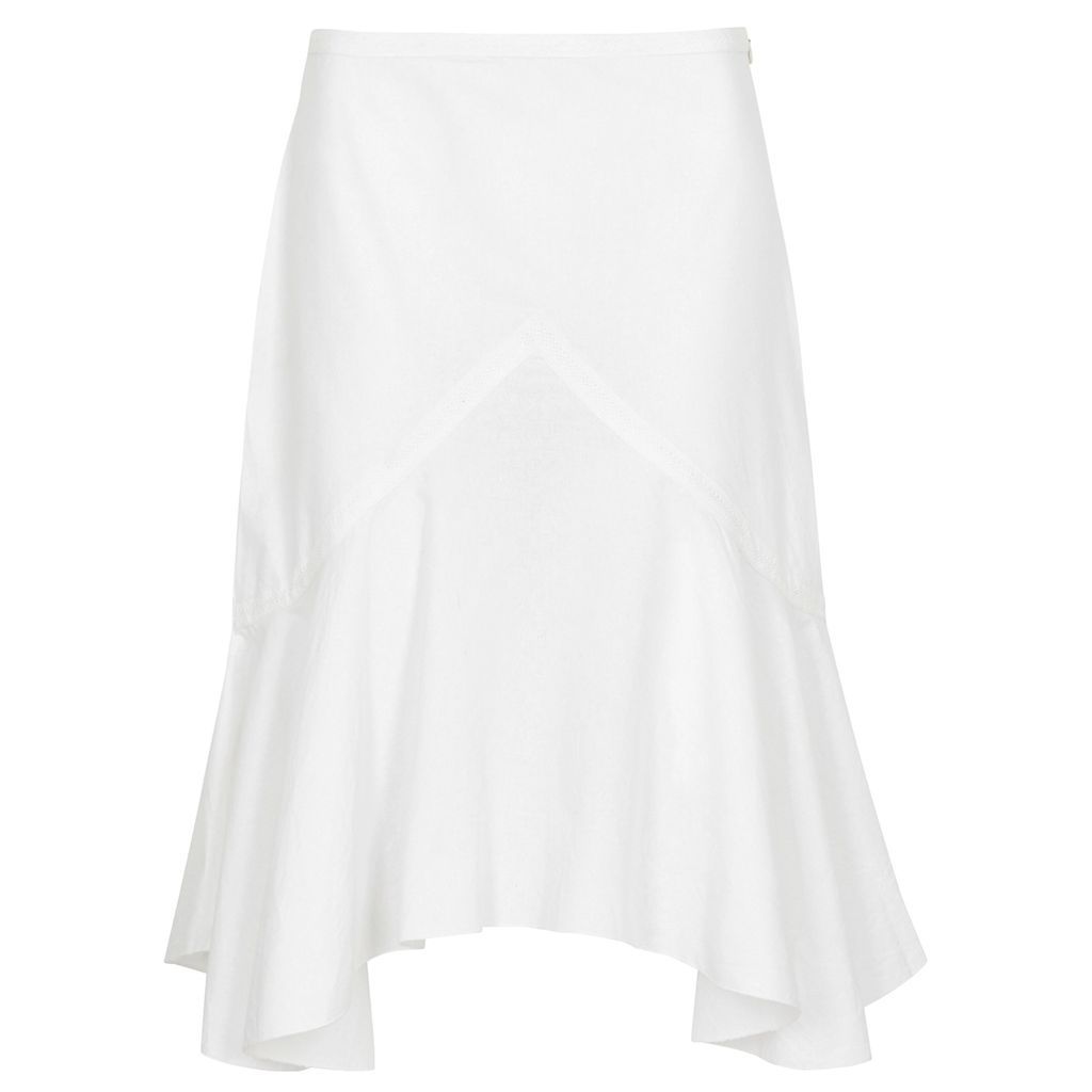 Carino Cotton Midi Skirt - White - M