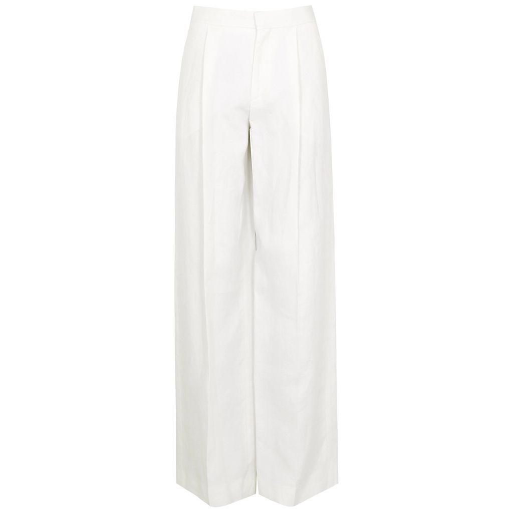 Wide-leg Linen Trousers - Ivory - 14