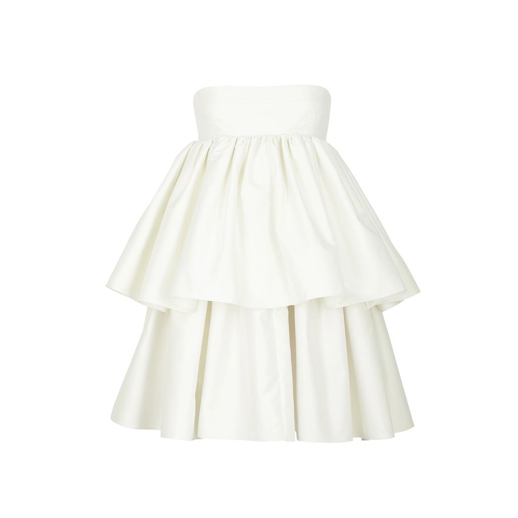 Carmina White Strapless Satin-crepe Mini Dress - Cream - 14