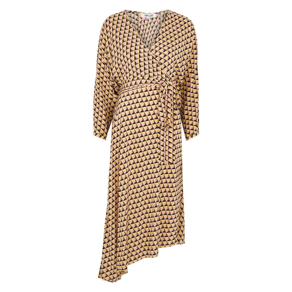 Eloise Printed Wrap Dress - Yellow - S