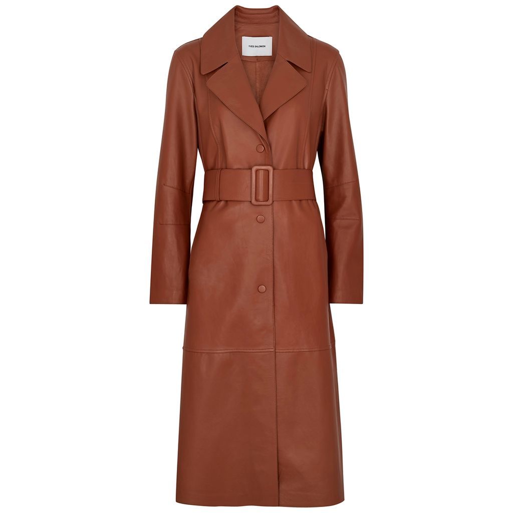 Leather Trench Coat - RED - 10