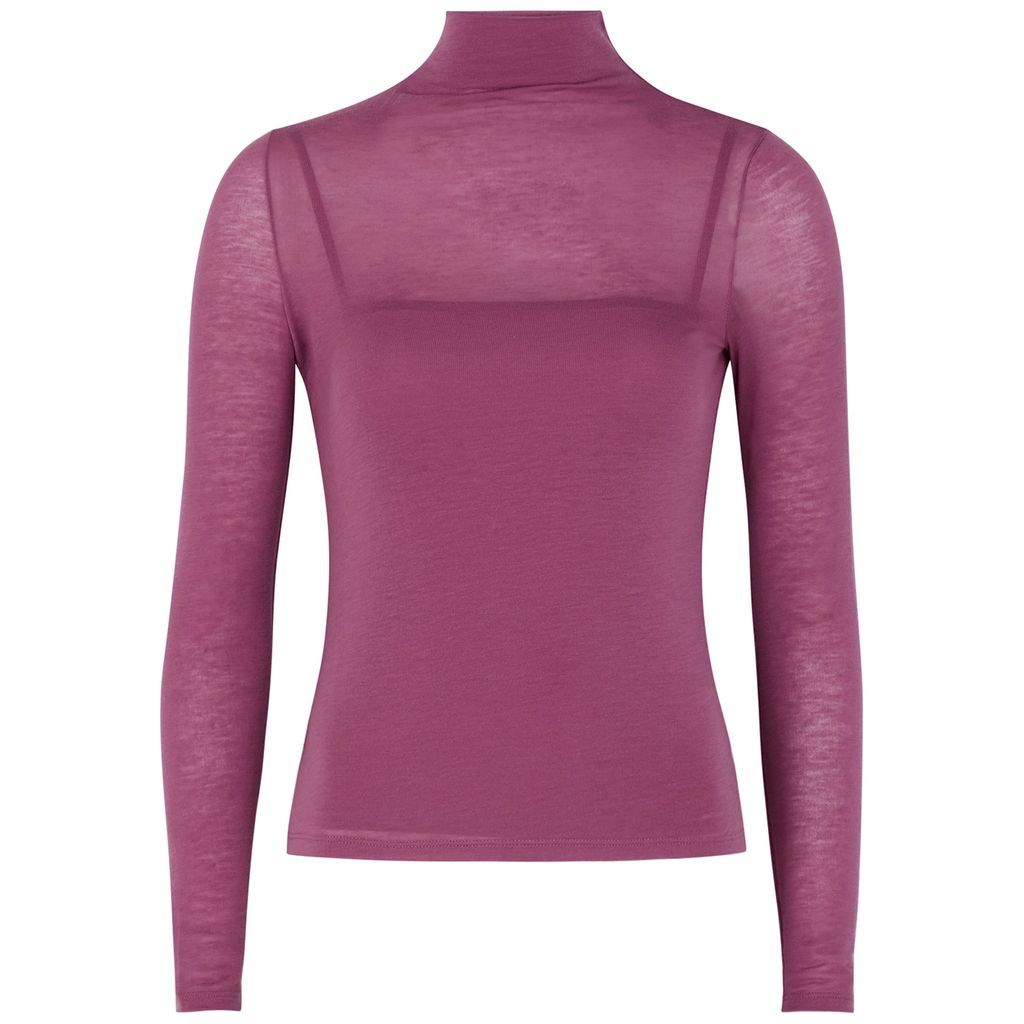 Purple Slubbed Stretch-jersey Top - Pink - L