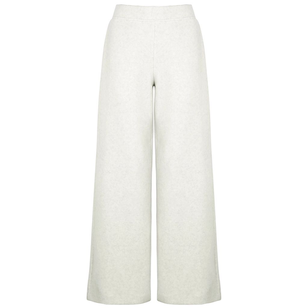 White Wide-leg Cotton-blend Sweatpants - M