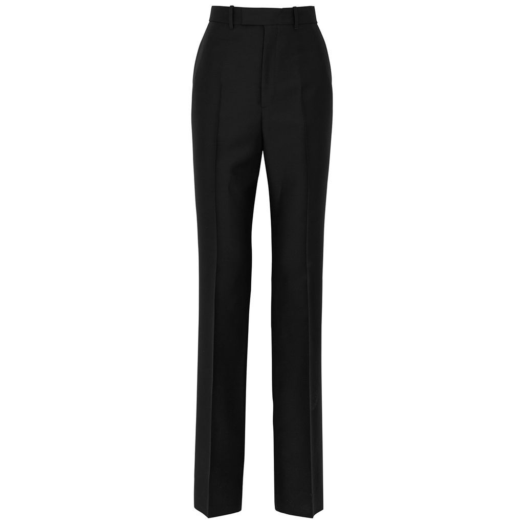 Straight-leg Wool And Silk-blend Trousers - Black - 10