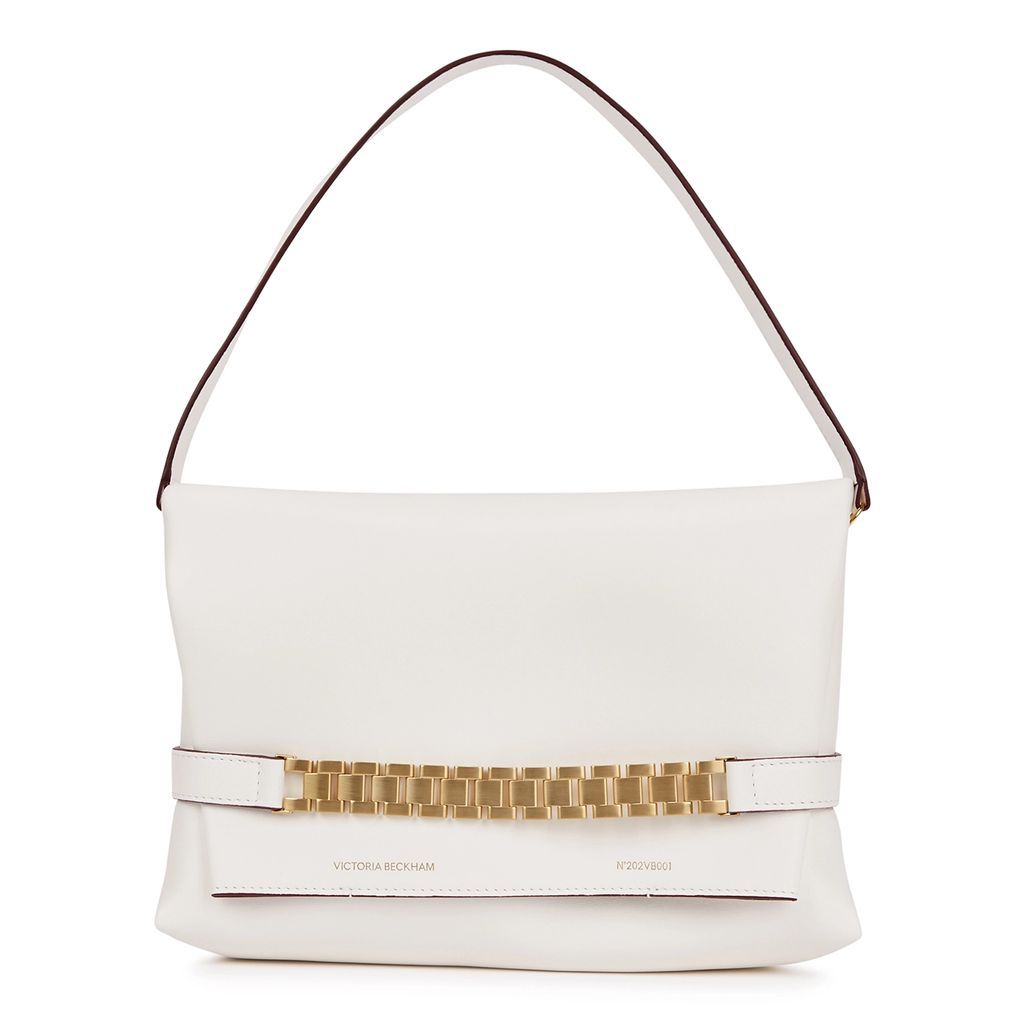 Chain Leather Clutch - White