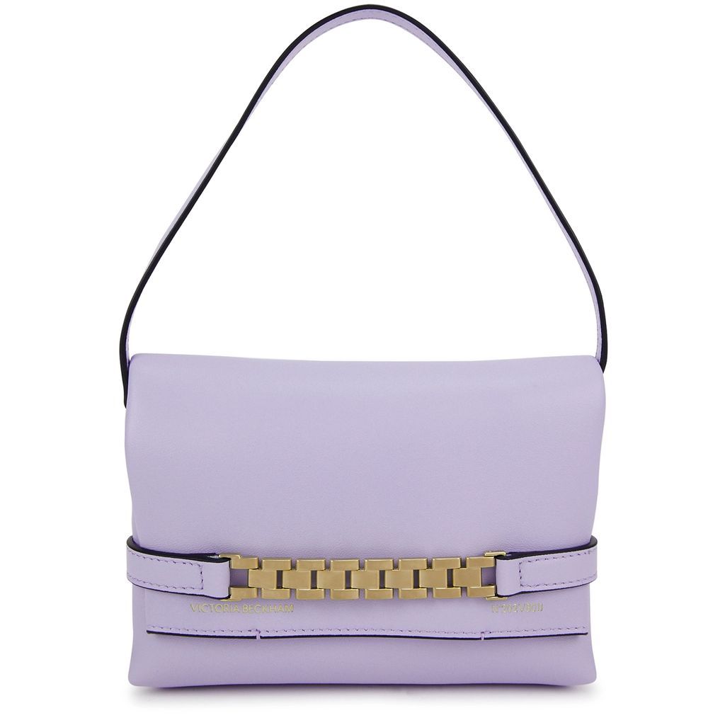 Chain Mini Leather Pouch - Lilac