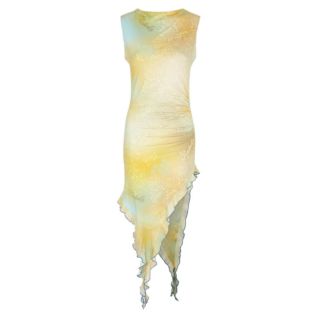 Eva Printed Asymmetric Jersey Dress - Multicoloured - S