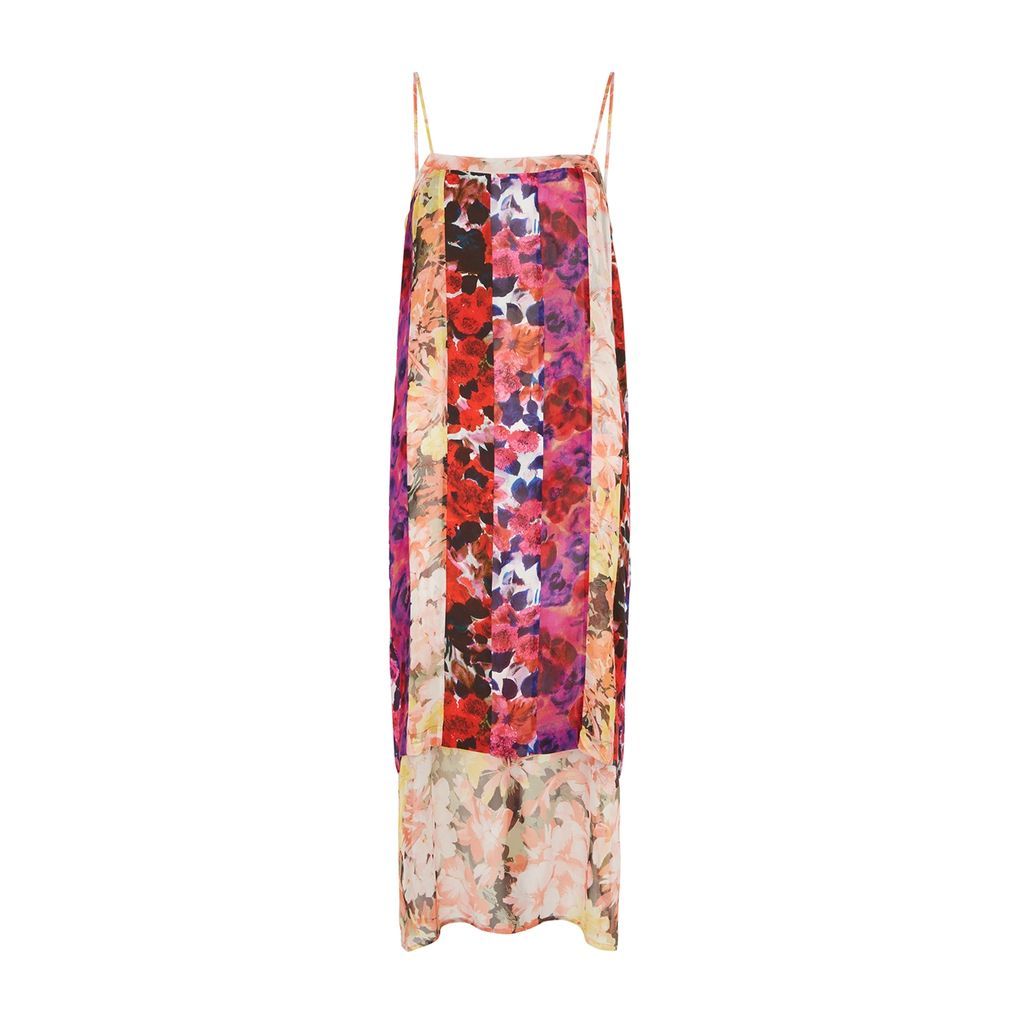 Floral-print Chiffon Slip Dress - RED - 10