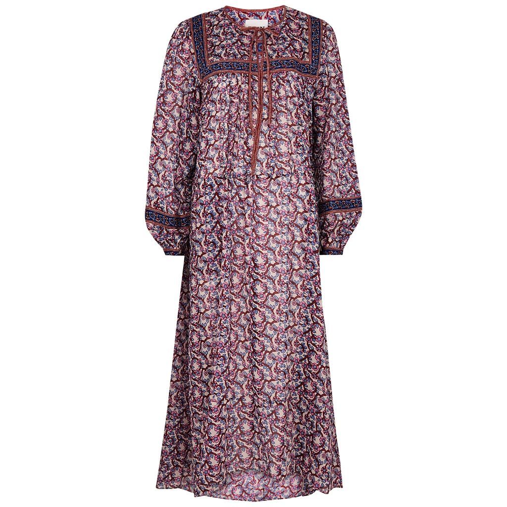 Greila Floral-print Cotton Midi Dress - Ecru - 8