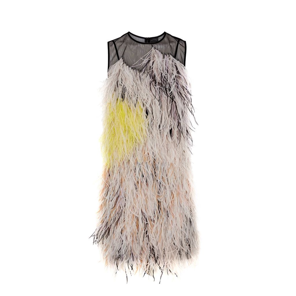 Halle Feather-embellished Tulle Mini Dress - Multicoloured - 10