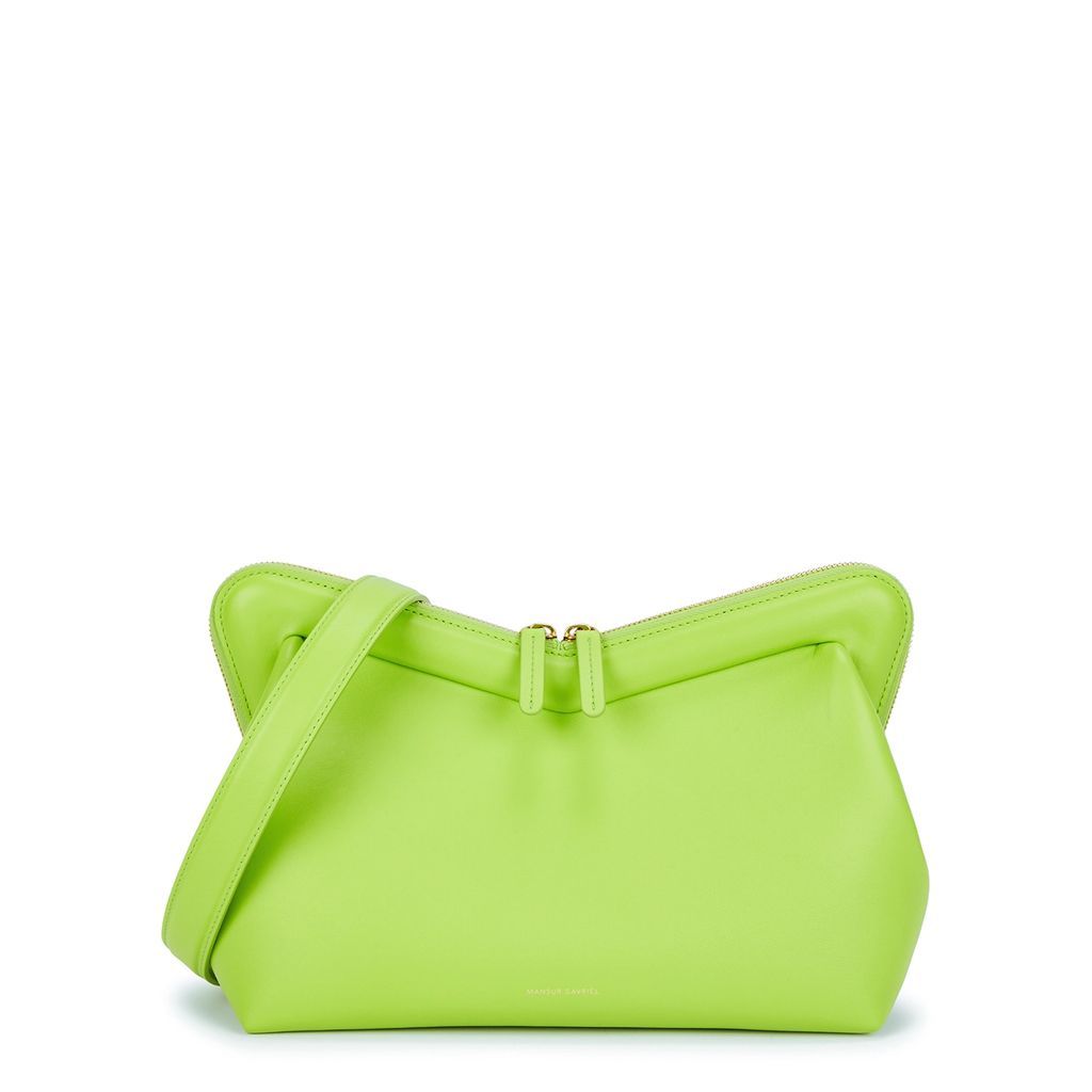 M Frame Leather Clutch - Bright Green