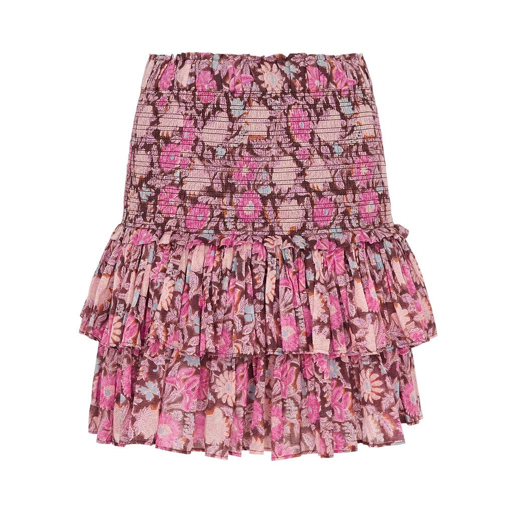 Naomi Floral-print Cotton Mini Skirt - Black - 8