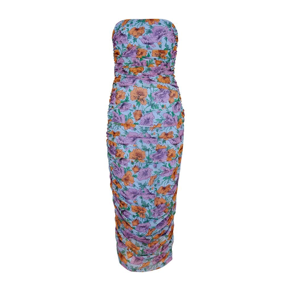 Quiana Floral-print Ruched Midi Dress - Multicoloured - 12