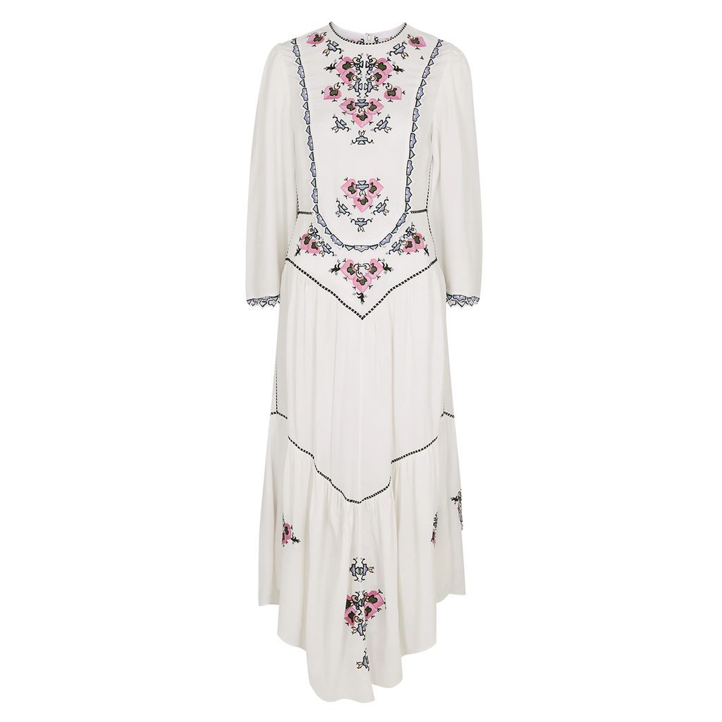 Sonia Embroidered Maxi Dress - White - 12