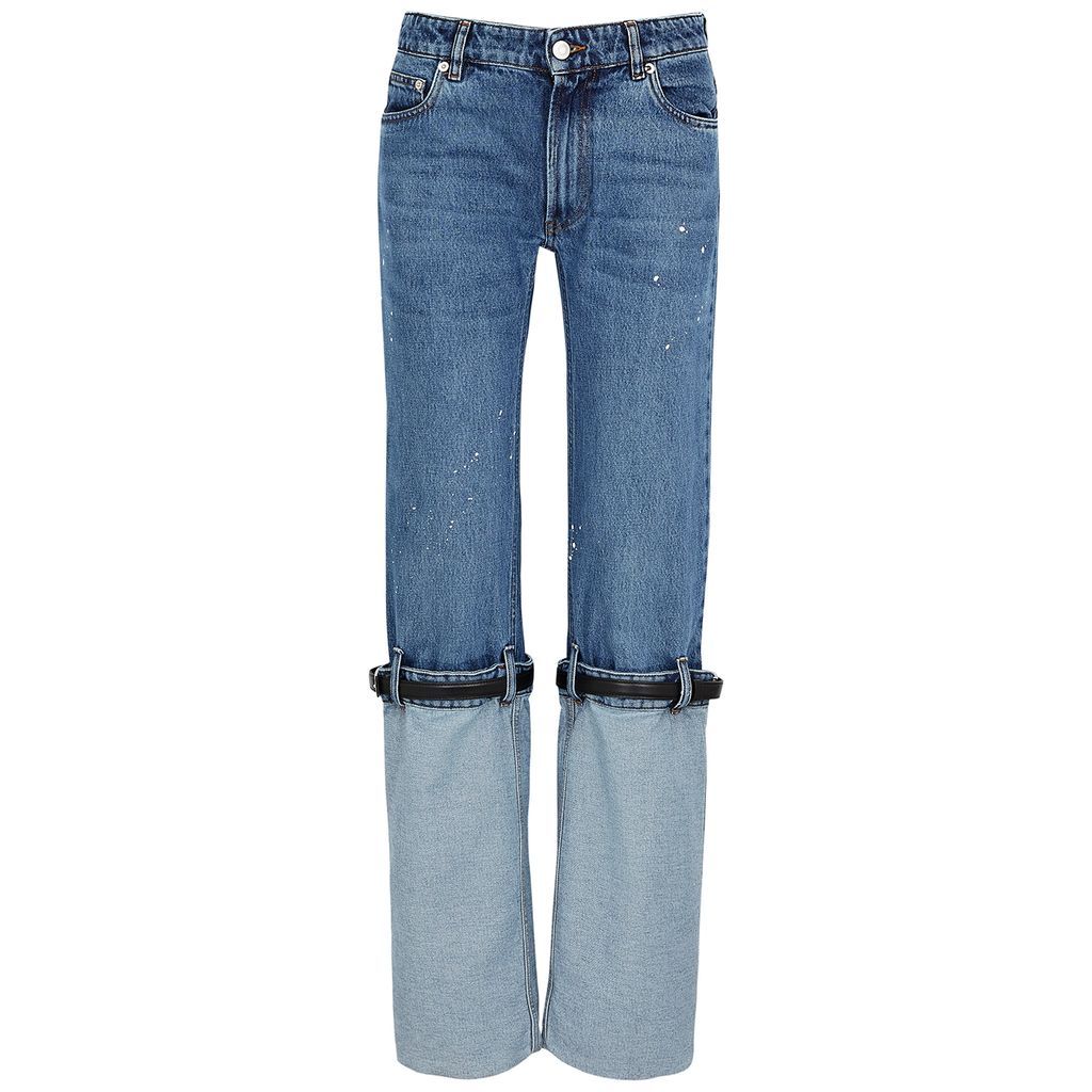 Turn-up Straight-leg Jeans - Blue - 12