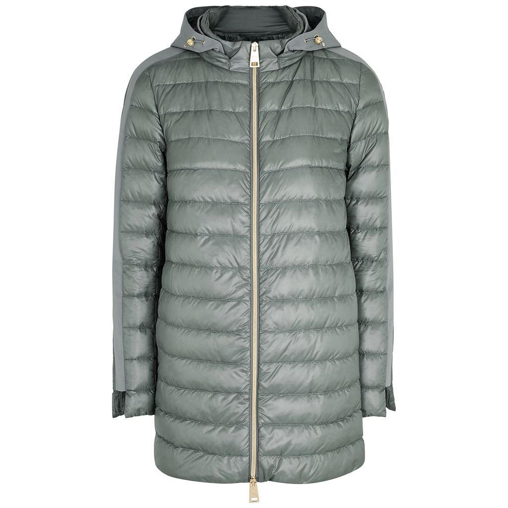 Quilted Hooded Shell Coat - Grey - 14