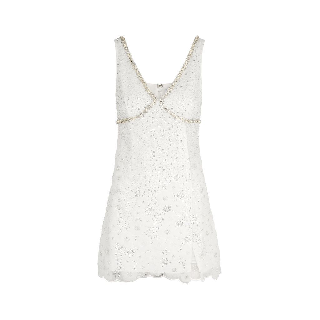 Sequin And Bead-embellished Tulle Mini Dress - White - 8