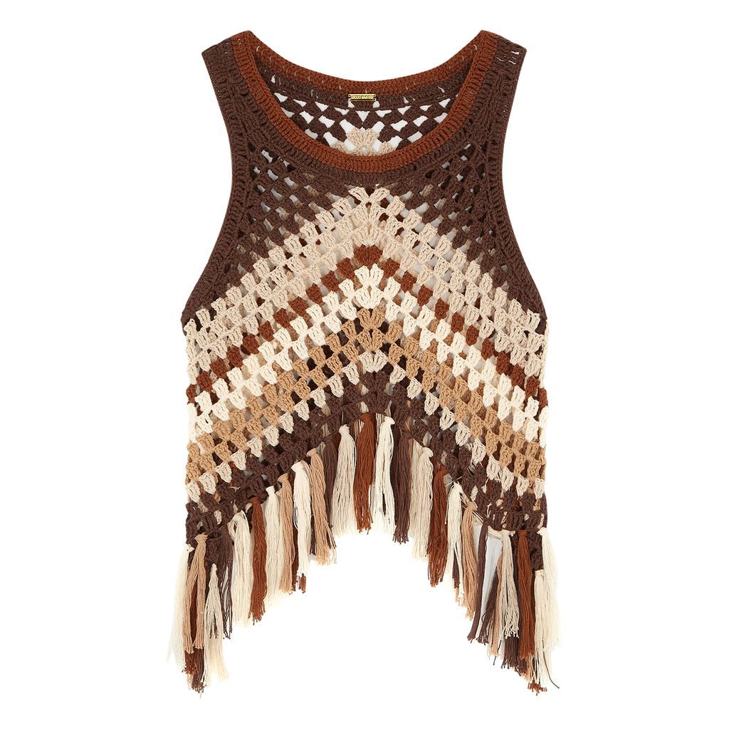 Boris Striped Crochet-knit Tank - Brown - 10