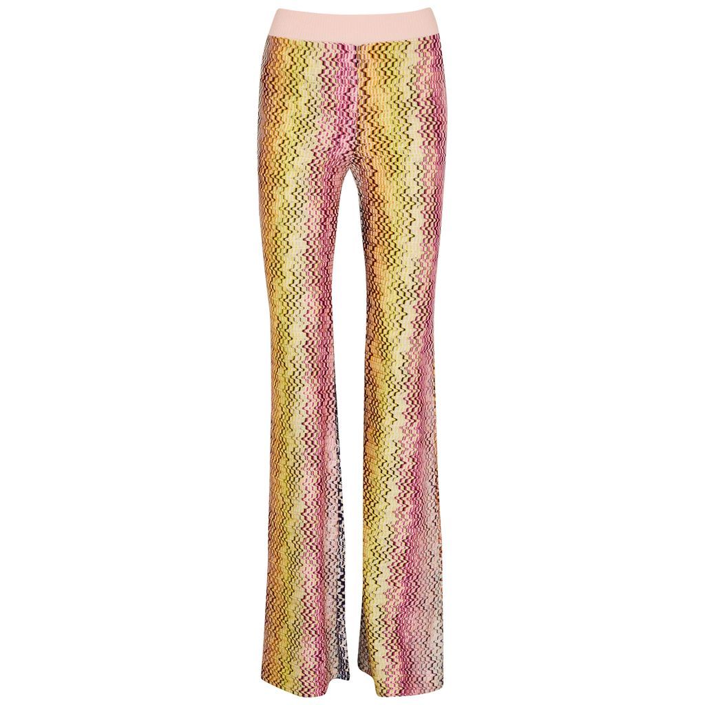 Patterned-intarsia Fine-knit Trousers - Multicoloured - 10