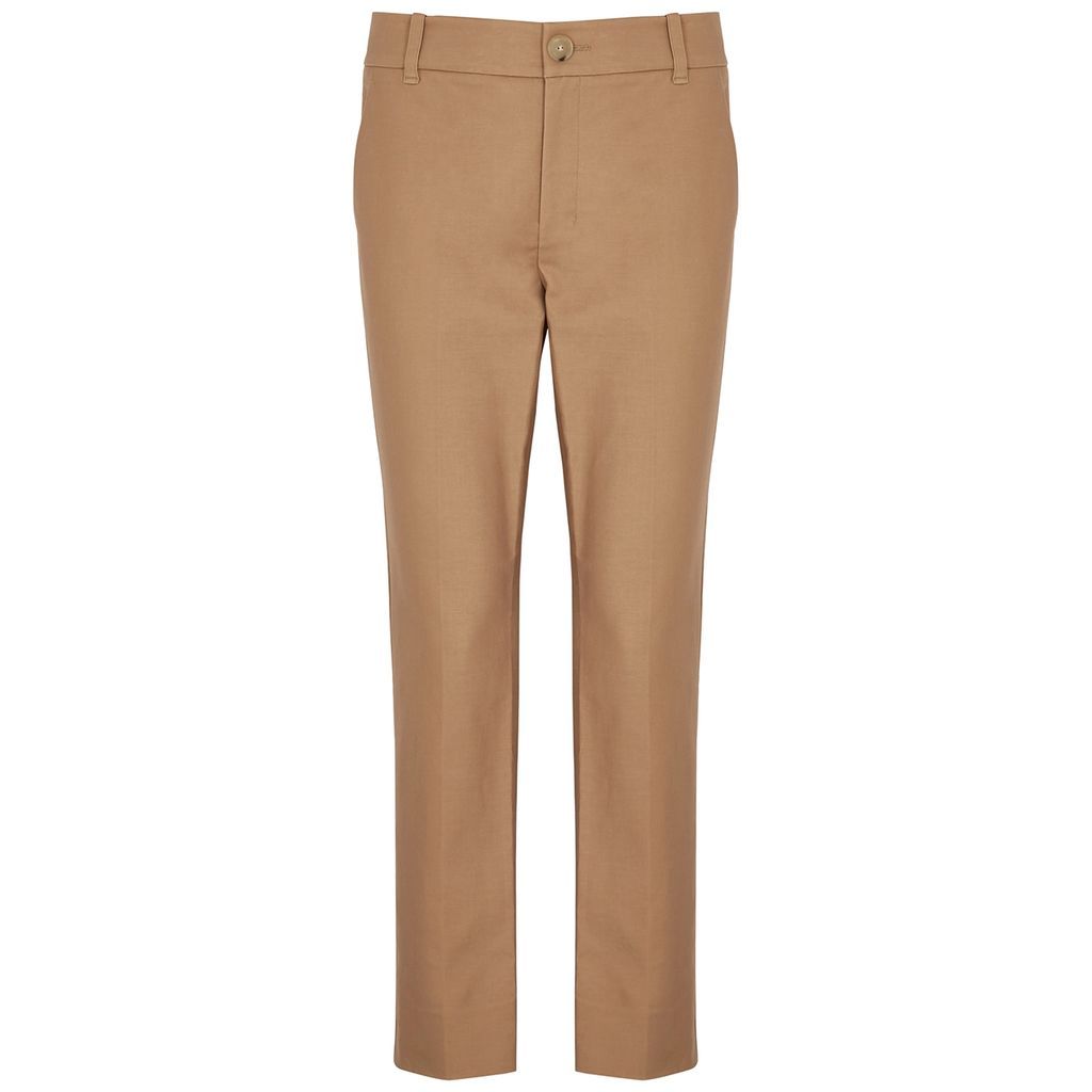Camel Tapered Cotton-blend Trousers - Caramel - 10