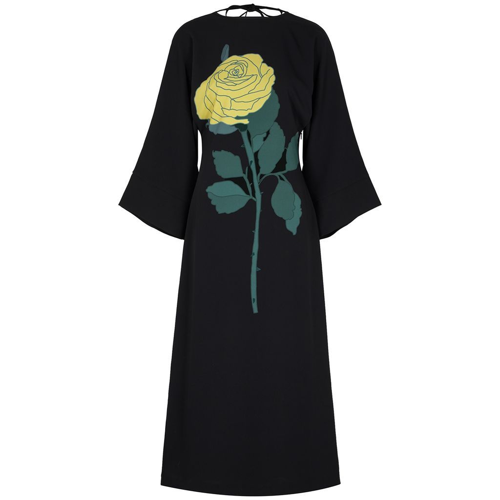 Emmanuelle Rose-print Maxi Dress - Black - 10