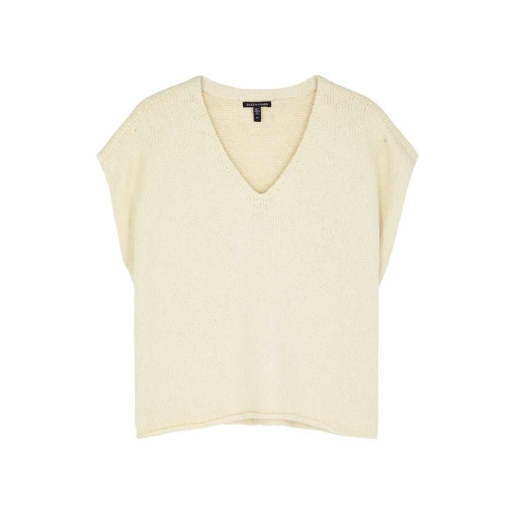 Knitted Alpaca-blend Vest - Cream - L