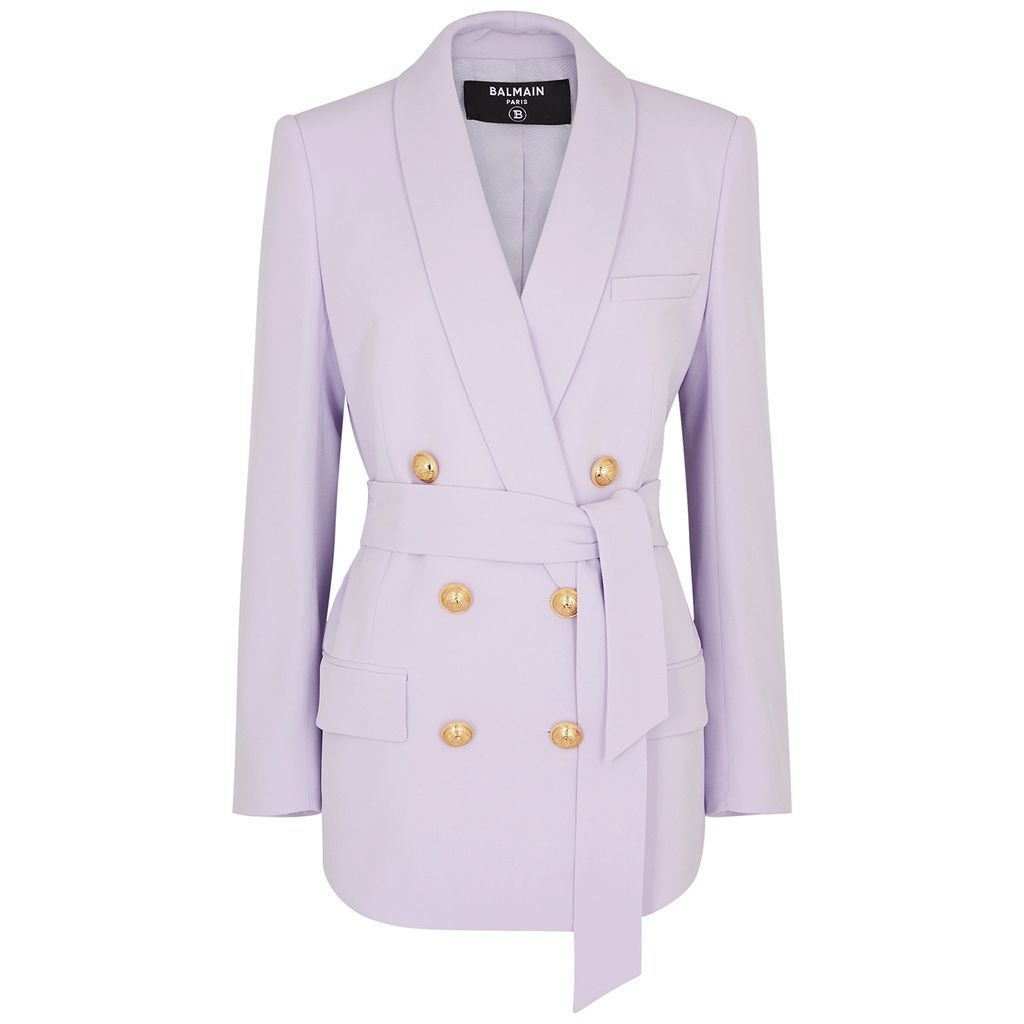 Double-breasted Belted Jacket - Lilac - 12