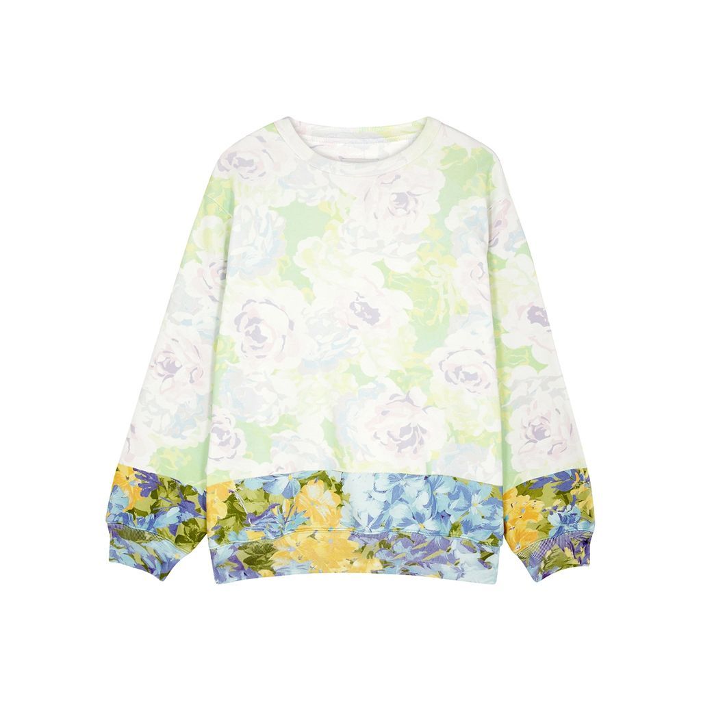 Floral-print Panelled Cotton Sweatshirt - Multicoloured - M