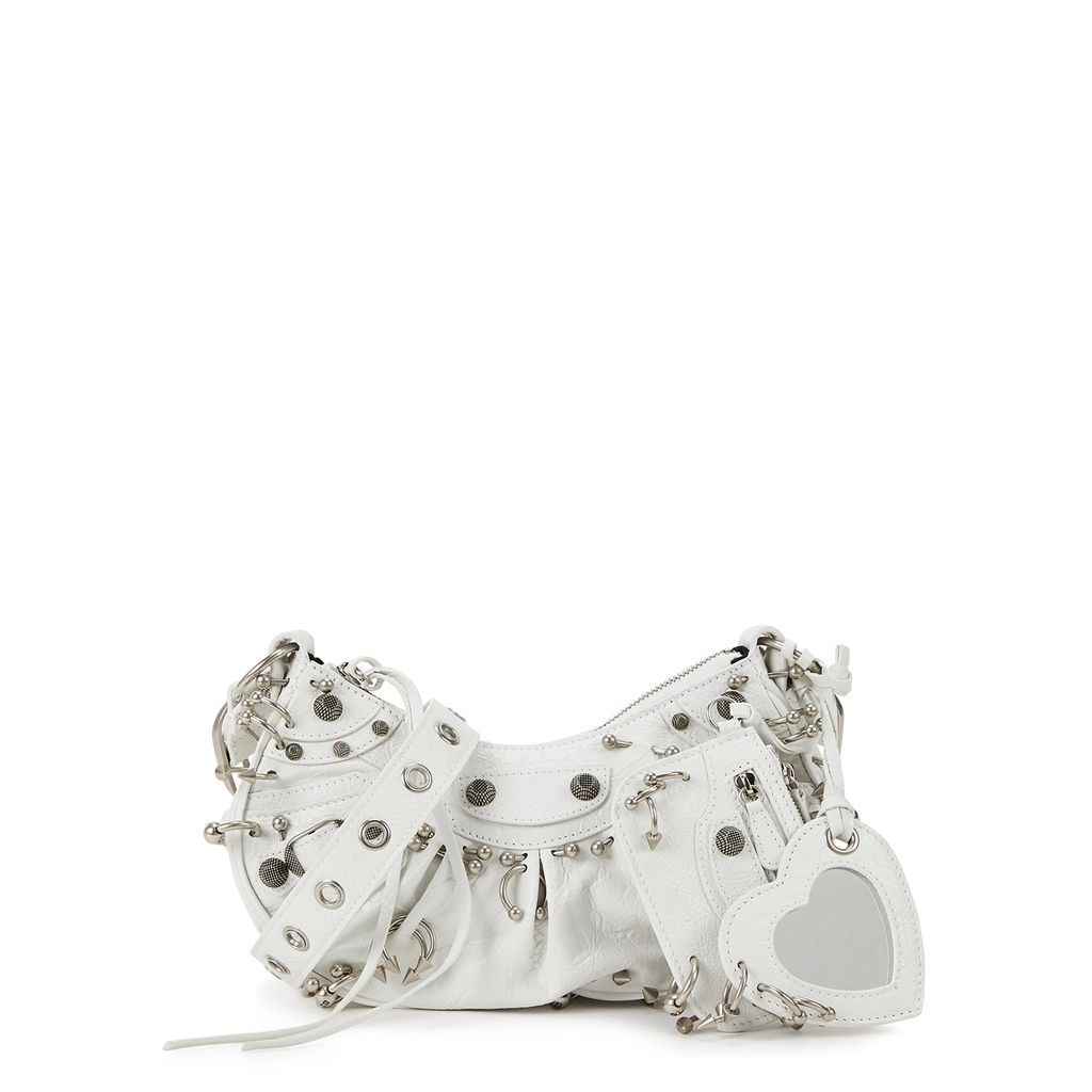 Le Cagole XS Embellished Leather Shoulder Bag - White