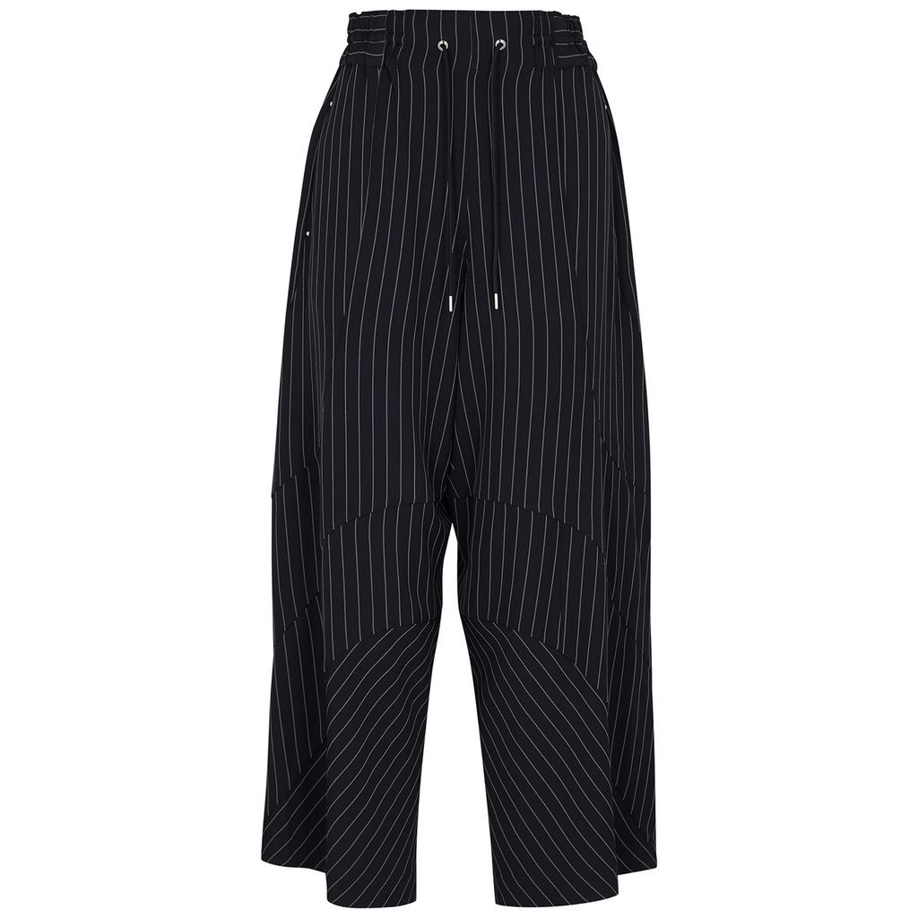 Diverge Pinstripe Wide-leg Trousers - Navy - 12