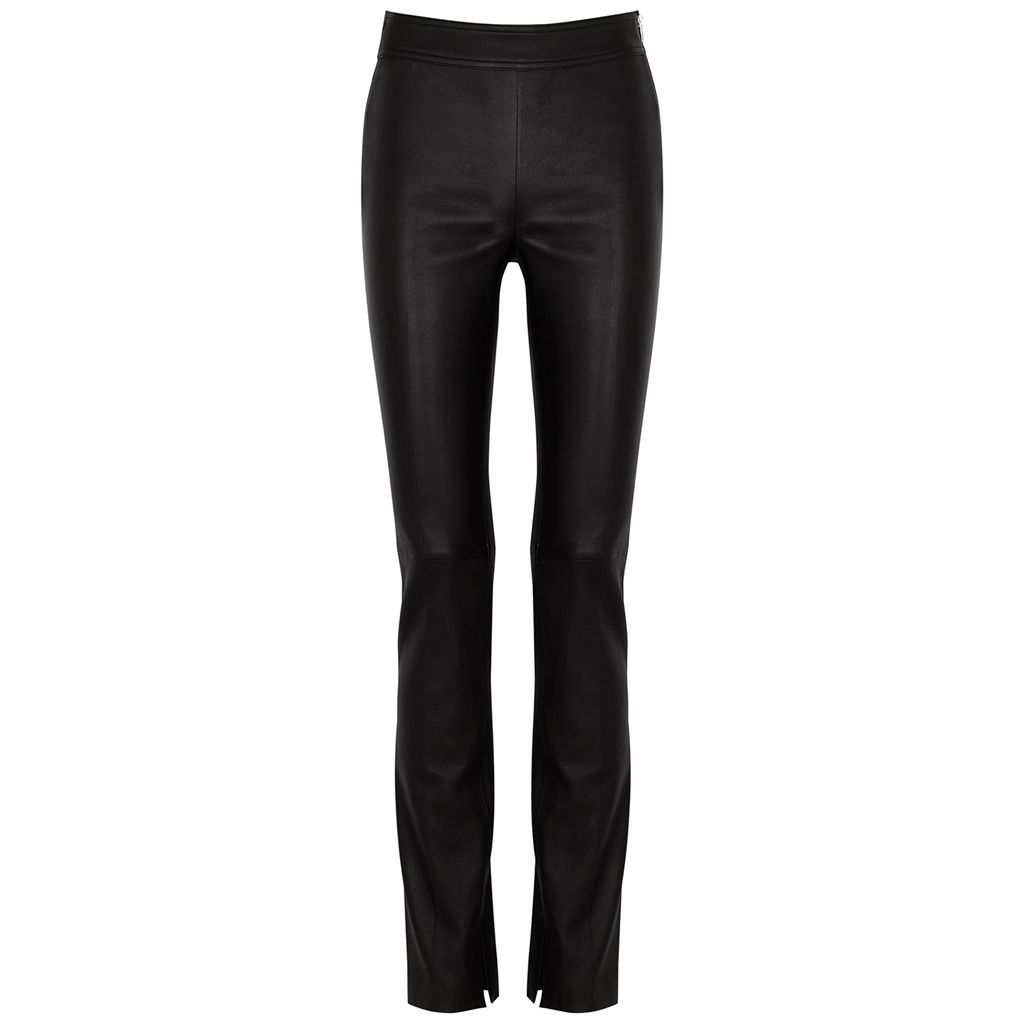 Black Slim-leg Leather Trousers - 8