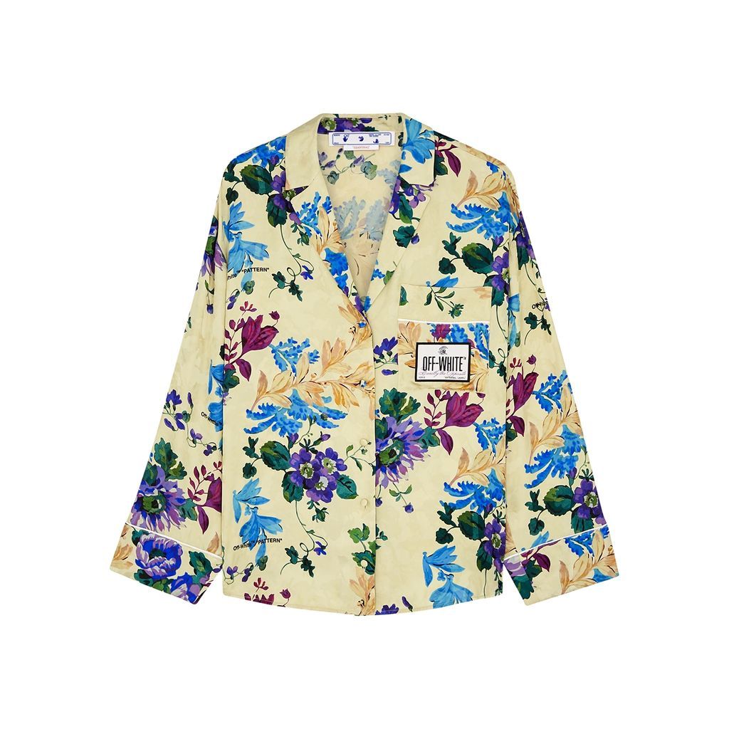 Floral-print Jacquard Satin Shirt - Multicoloured - 14