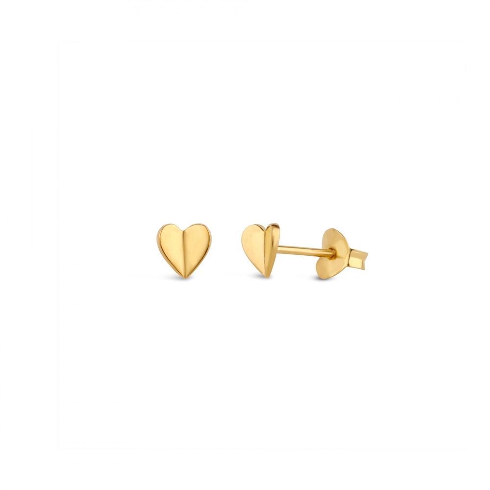 Gold Bijou Folded Heart Studs
