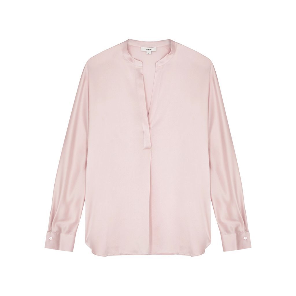 Silk-satin Blouse - Light Pink - L