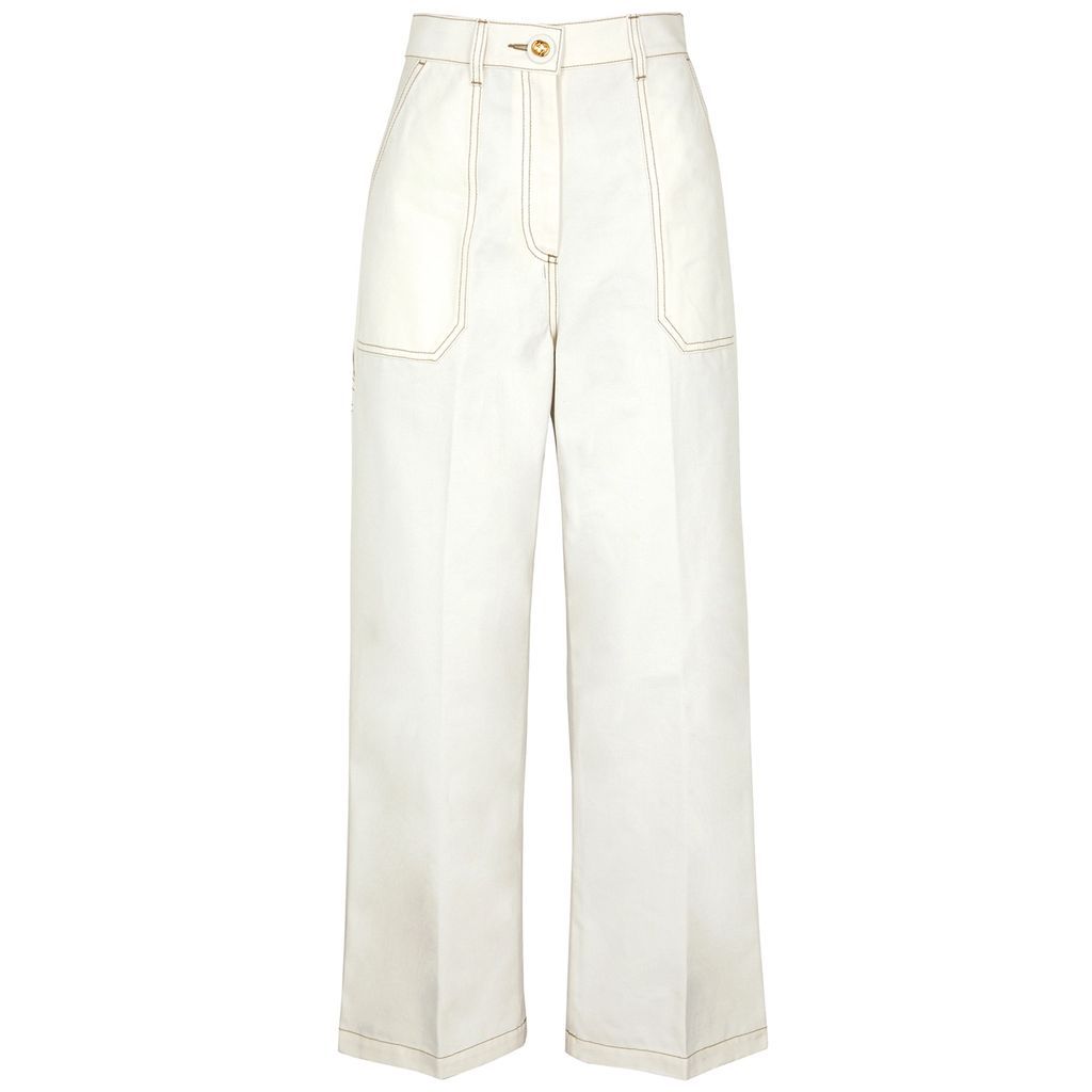 Straight-leg Cotton-canvas Trousers - White - 10