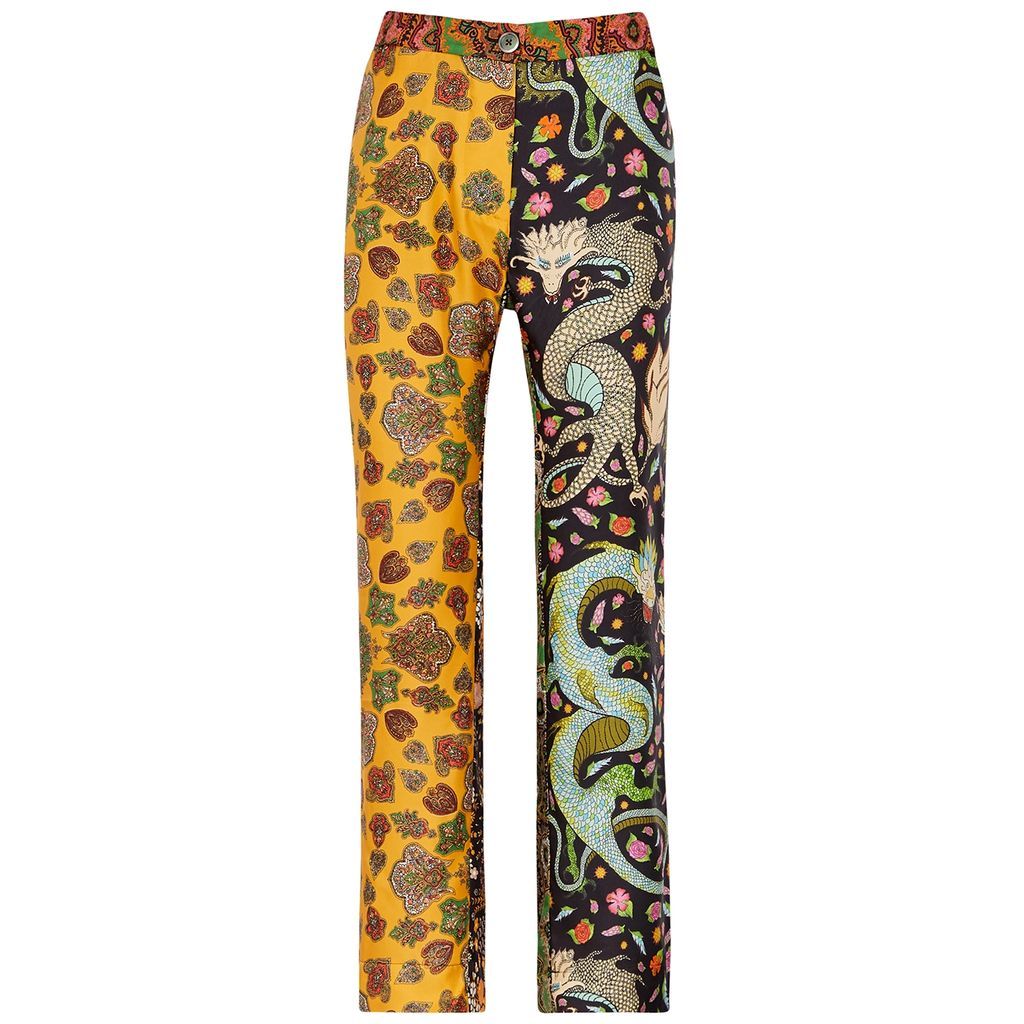 Lucky Printed Silk-twill Trousers - Multicoloured - 4