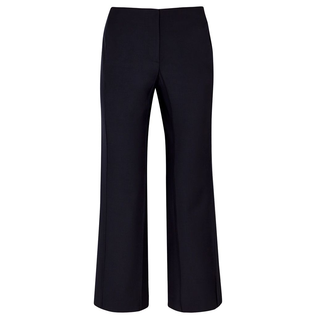 Square Cropped Straight-leg Wool Trousers - Navy - S