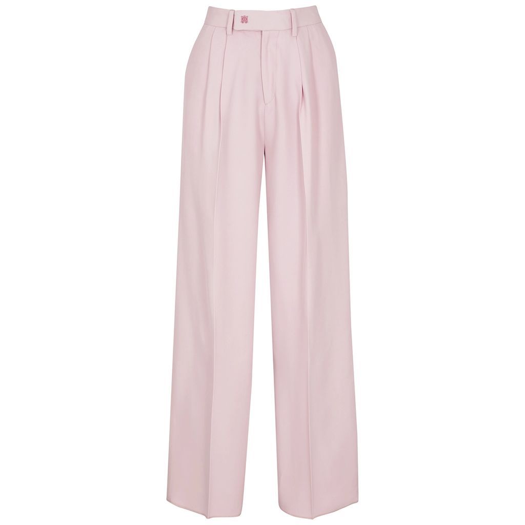 Wide-leg Twill Trousers - Pink - 10