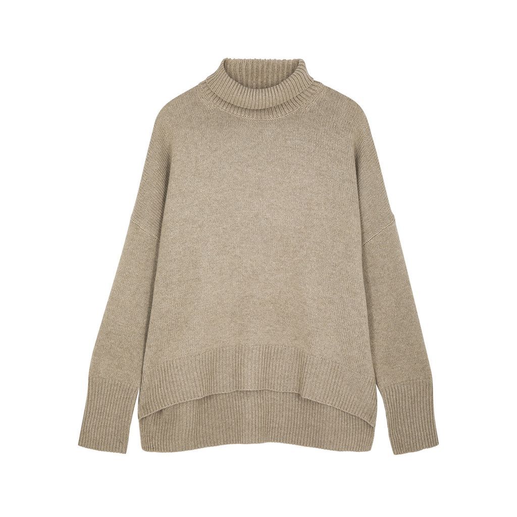 Heidi Roll-neck Cashmere Jumper - Beige - 1