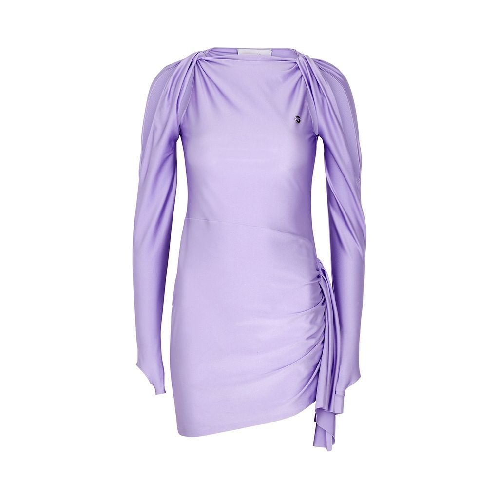 Cut-out Ruched Stretch-jersey Mini Dress - Lilac - M