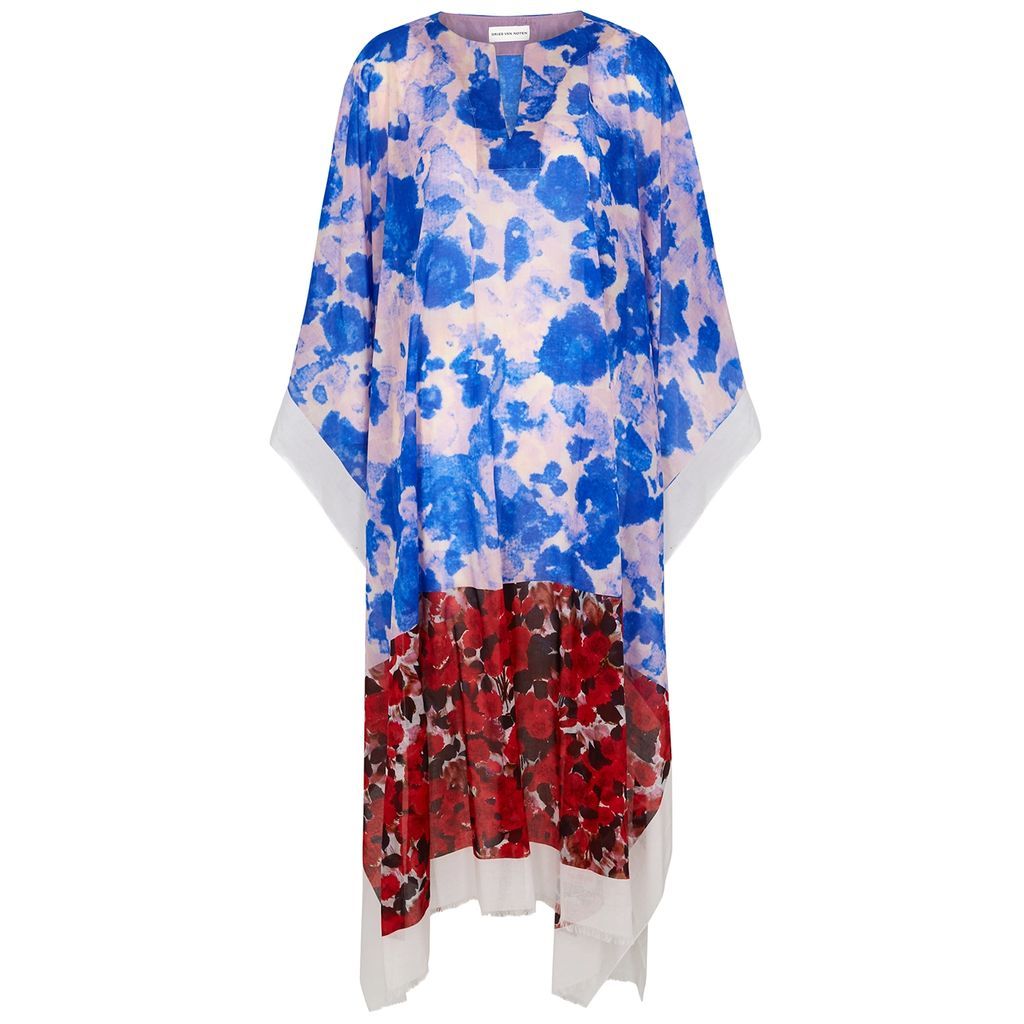 Cartland Printed Cotton Kaftan Dress - Blue - One Size