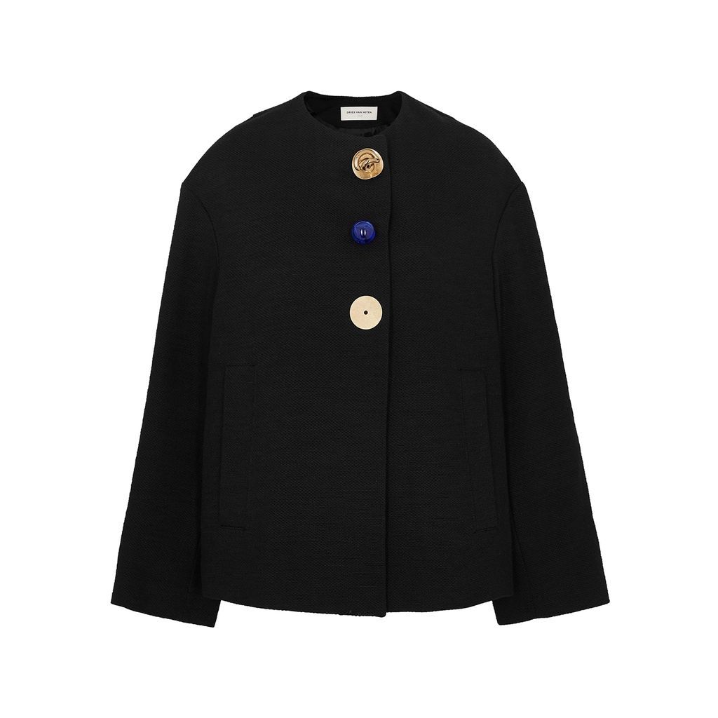 Embellished Cotton-blend Jacket - Black - L