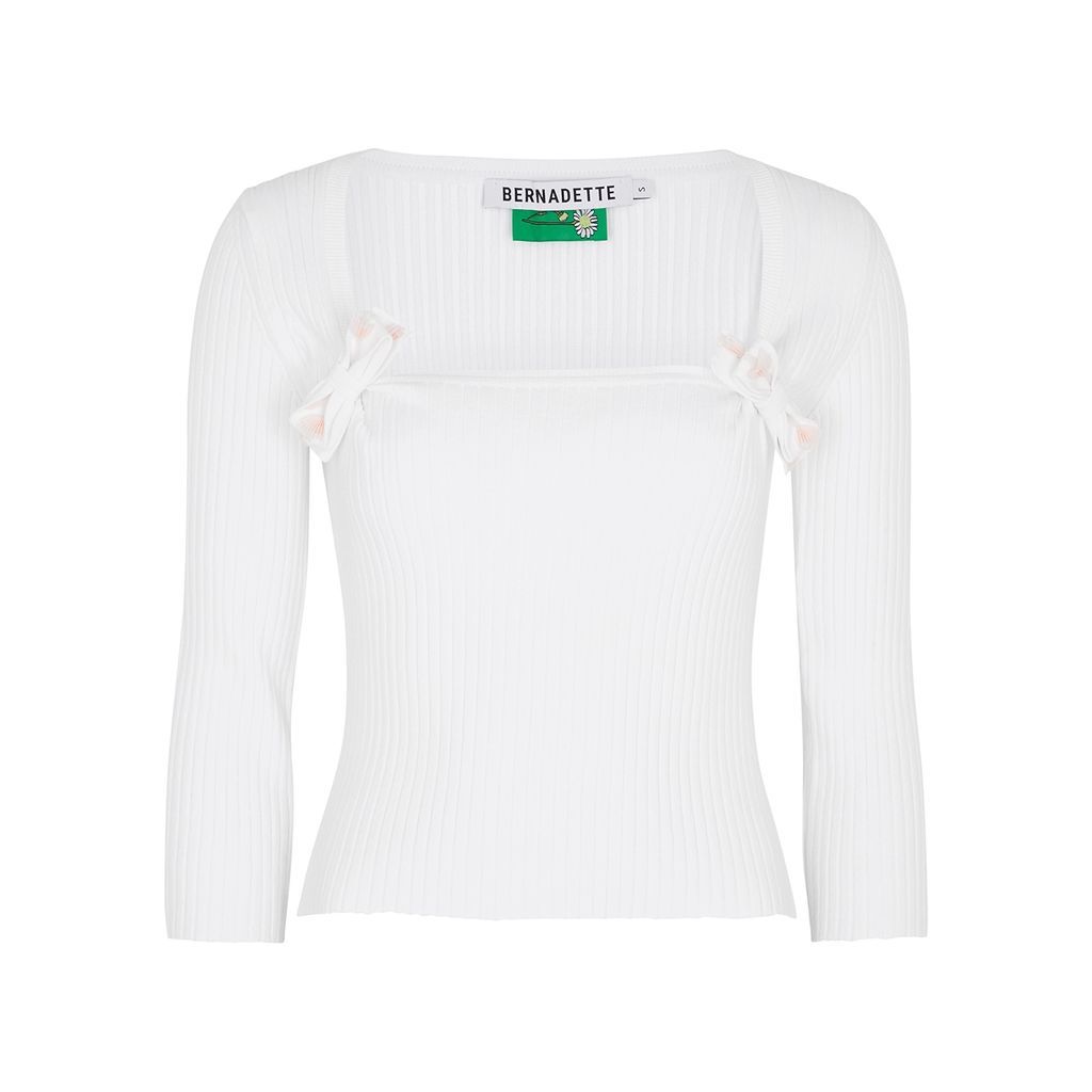Marge Ribbed-knit Top - White - M